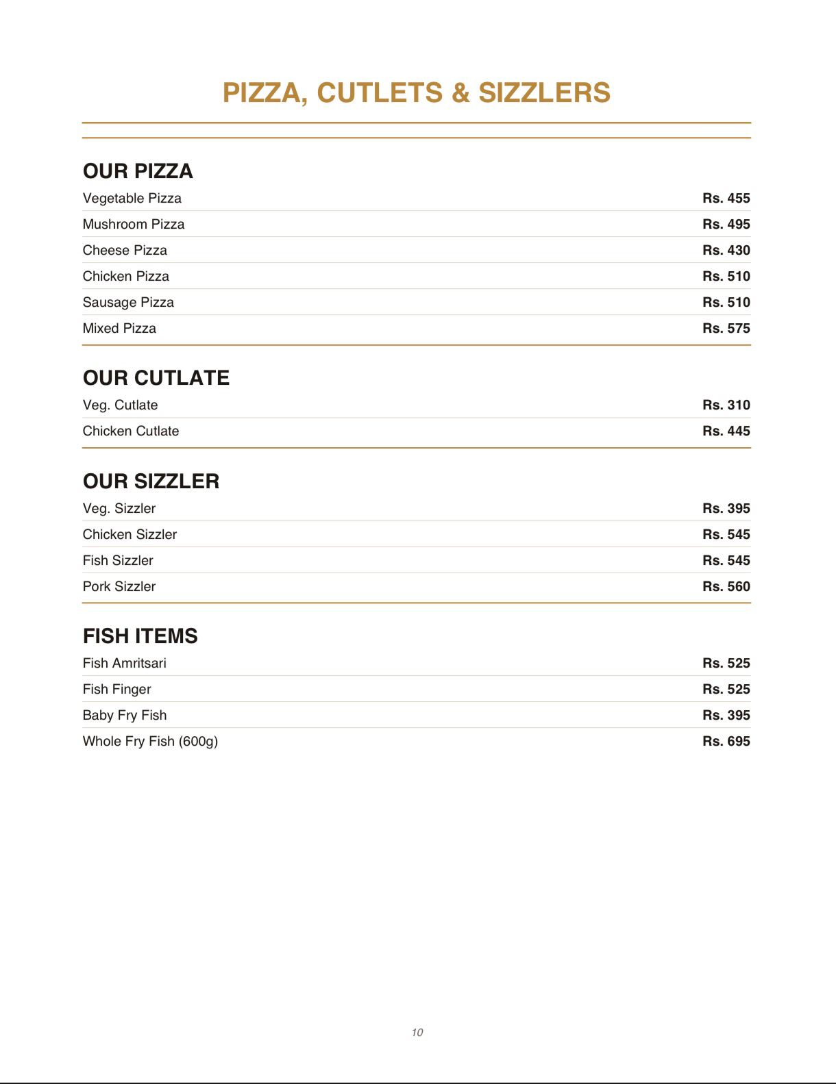 Menu Page 10