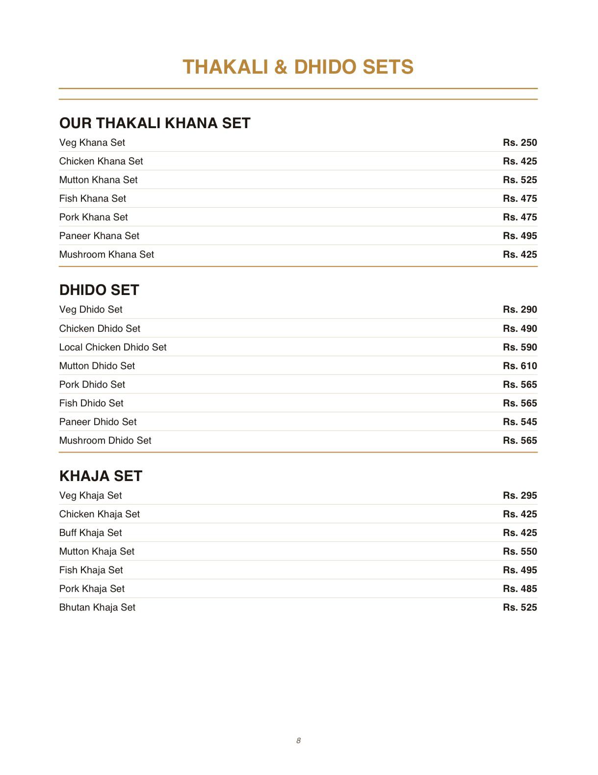 Menu Page 8