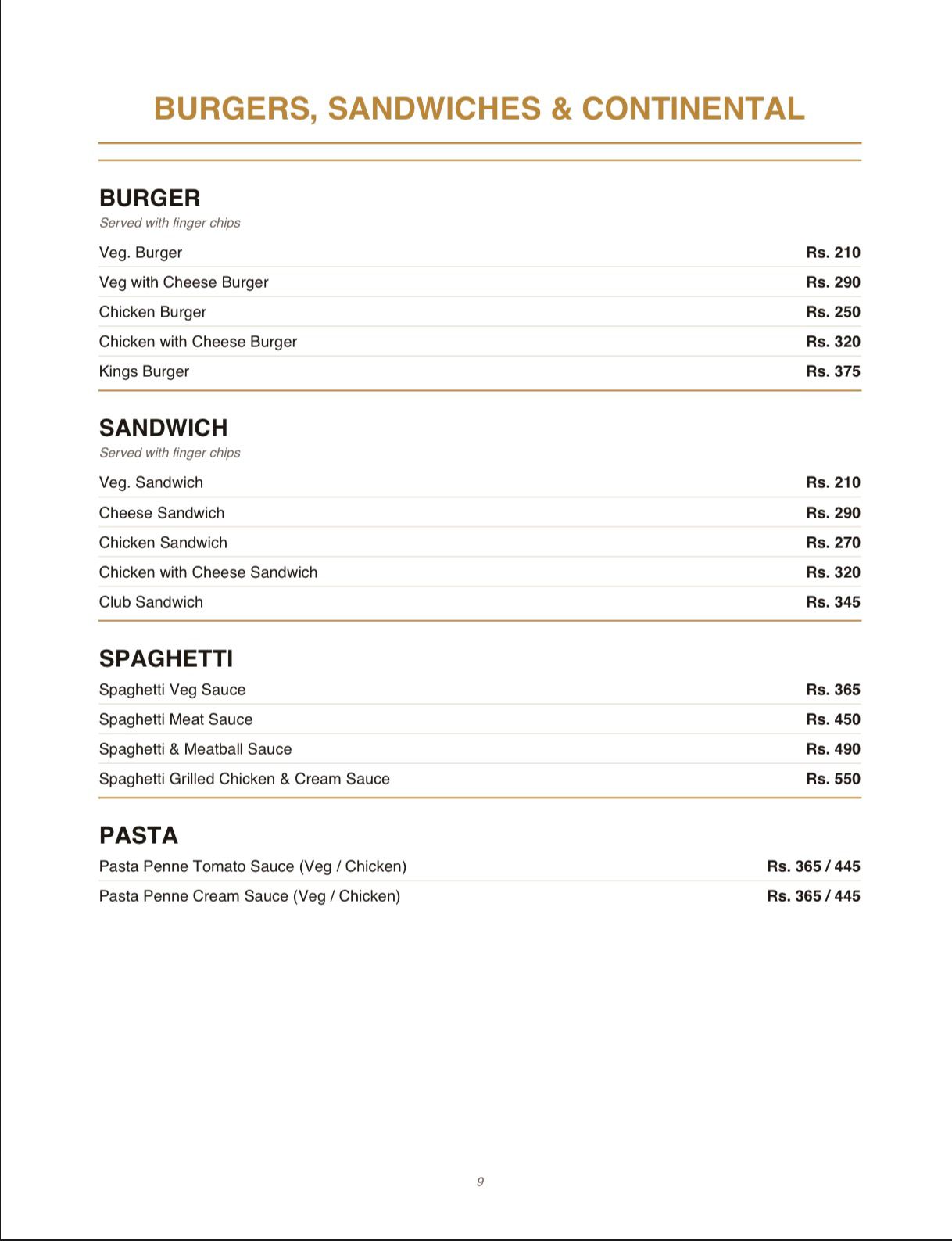Menu Page 9